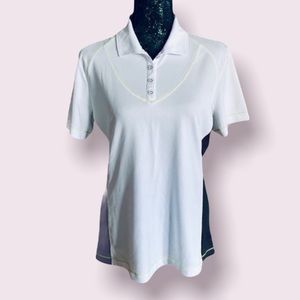 Cutter & Buck White Polo Shirt with Black & Green Accents